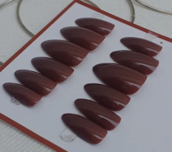 Glossy Brown Almond shape(12pcs)