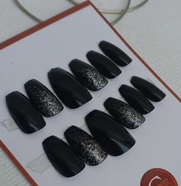 Black Glitter Press-On Ballet Nails(12pcs) - Image 2