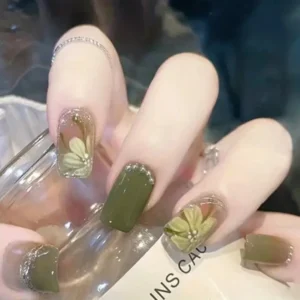 Green Tea flower nails(12pcs)