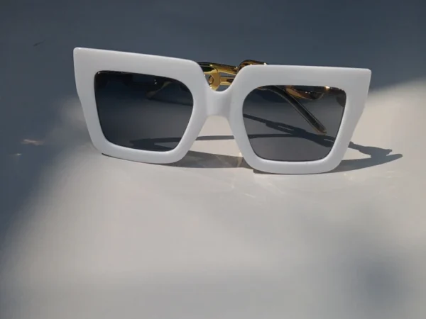 White Oversize Women's Square Glasses - Image 2