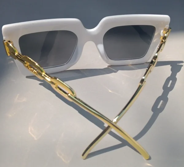 White Oversize Women's Square Glasses - Image 3
