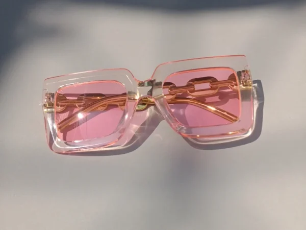 Pink Oversize Women's Square Glasses - Image 2