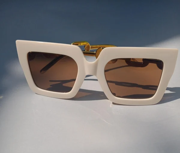 Beige Oversize Square Glasses - Image 3