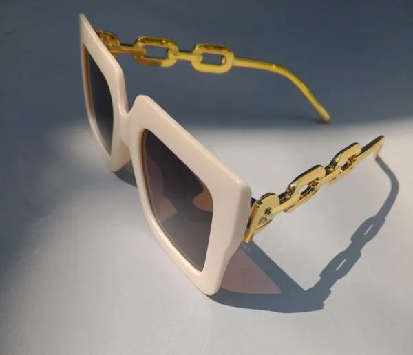 Beige Oversize Square Glasses - Image 2