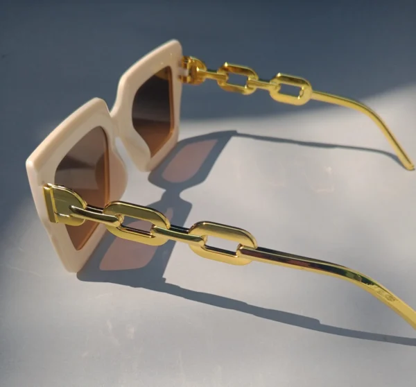 Beige Oversize Square Glasses - Image 4