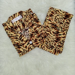 Cheetah Print 2pc Stone Linen PJ's