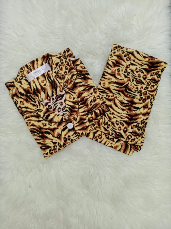 Cheetah Print 2pc Stone Linen PJ's