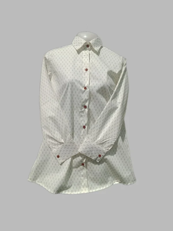 Button Down Printed Top White